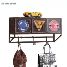 Loft Industrial retro estante de pared vintage de metal con cajones