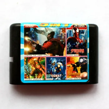 

5in1 Contra The Hard Cops+Spider Man+Doule Dragon 2+Easwat+SuperShinobi 16 bit SEGA MD Game Card For Sega Mega Drive For Genesis