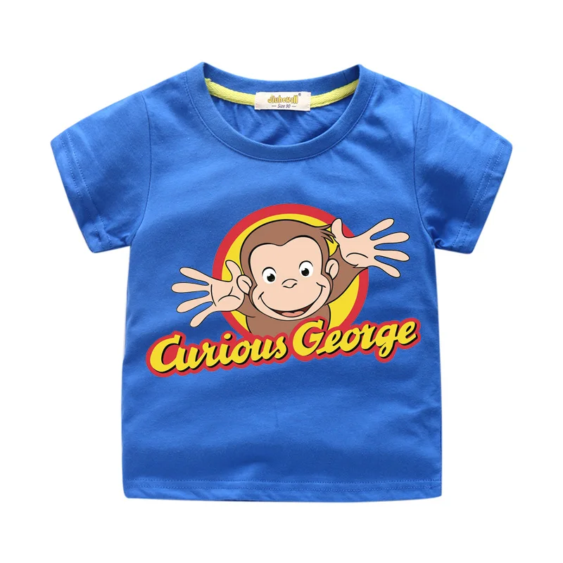

Children 3D Cartoon Curious George Monkey Print T-shirt Clothes For Boy Girls Summer Short Tee Tops Clothing Kids Tshirt WJ050