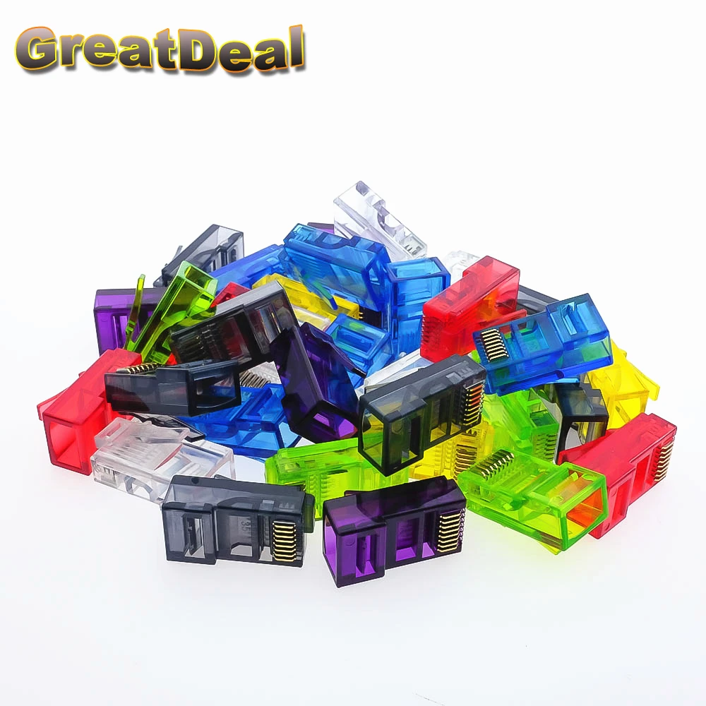 50/100/500x Colorful RJ45 Connector CAT5 CAT5e Cat6 Modular Cable Plugs Network Ethernet Crystal Plug RJ45 Connectors HY1544