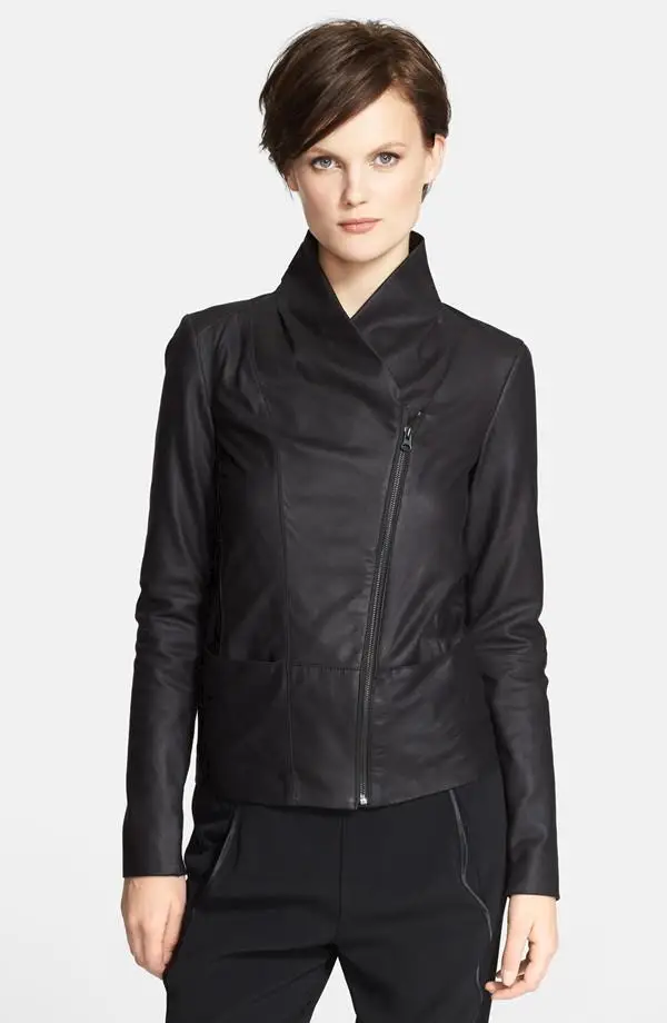 2014 New Fashion Autumn PU Leather Slim Womens Jackets