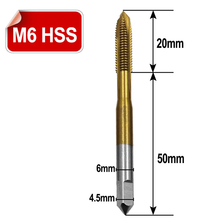 Высокое качество HSS 6542 прямой паз краны с титановым покрытием Прямые острые краны, M3/M4/M5/M6/M8 резьба винтовой наконечник открывалка