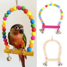 Two Styles Wooden Parrot Bird Swing Toy Perch Bells Parakeet Cockatiel Budgie Lovebird Toy Brinquedos Supplies Cage Pet Product