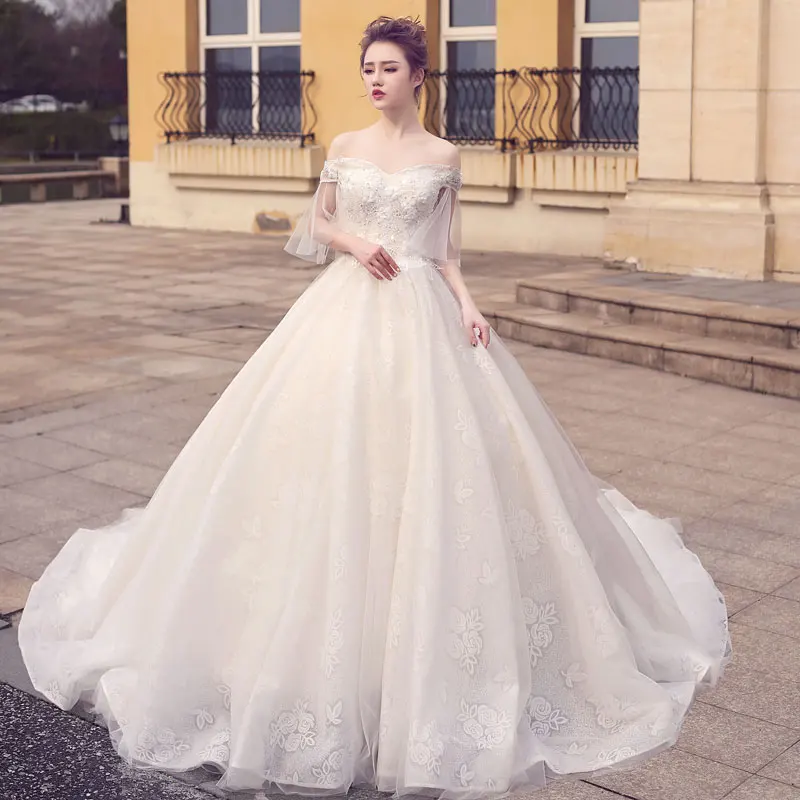 2019 свадебное платье романтическое Бисероплетение ТРАПЕЦИЕВИДНОЕ Robe De Mariee Vestido