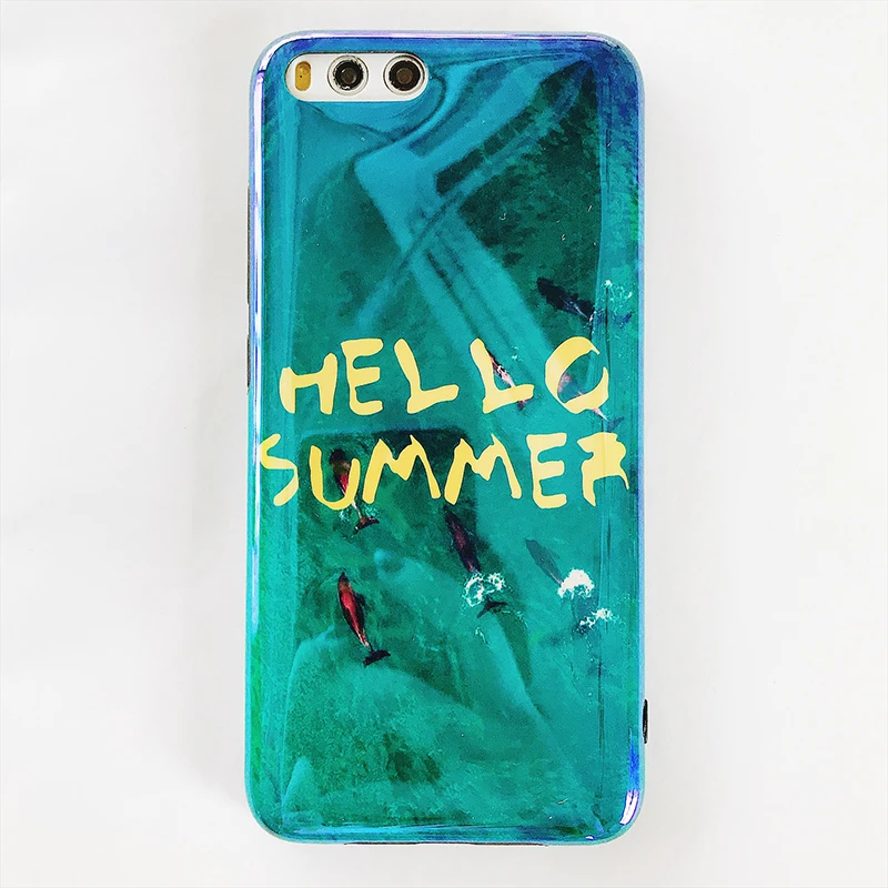 

Blue light Phone Cases for Xiaomi 6X 8 9 9se Emerald Hello Summer glossy soft TPU cover for Redmi Note 7 back fundas Capa