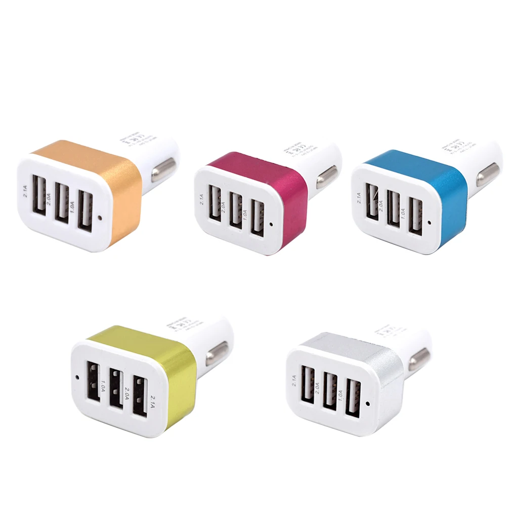 

USB Car Charger 3 Port Phone Charger Adapter Socket 2A 2.1A 1A Car Styling USB Charger Universal For Car-Styling