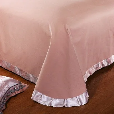 White Silver Color Jacquard Luxury Bedding sets 4/6 Pcs Queen/King size lace cotton Stain Bed set Bed linen Duvet cover pillow 50