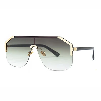 HBK Для женщин солнечные очки с полуободковой солнцезащитные очки с квадратными линзами с Новинка; модный стиль градиент объединительная линза солнечные очки Для мужчин Для женщин UV400 Oculos De Sol masculino - Цвет линз: C6 Gold.Green gray
