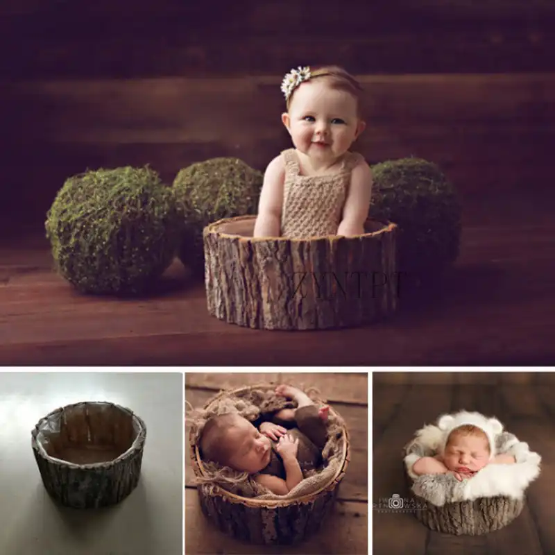 wooden basket for baby photoshoot