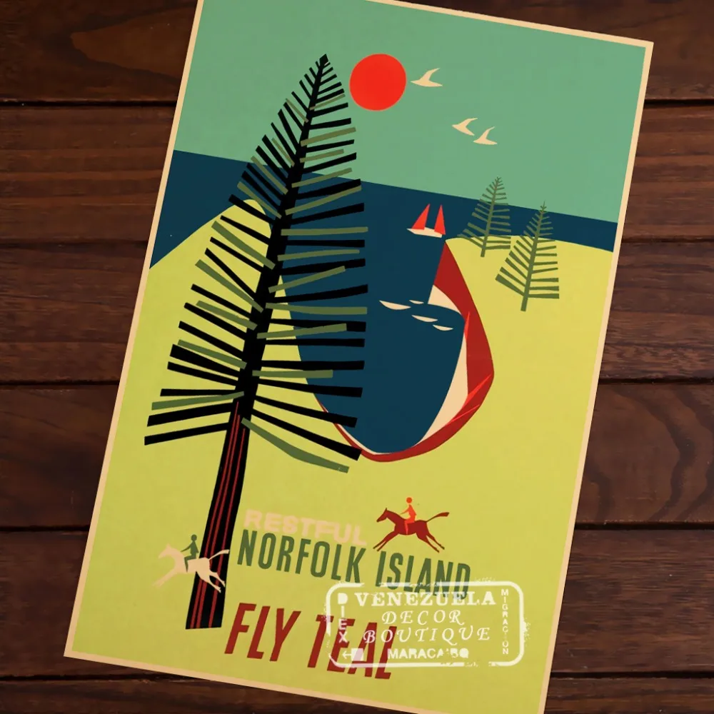 Restful Norfolk Island Pop Art New Zealand NZ Vintage Retro Canvas