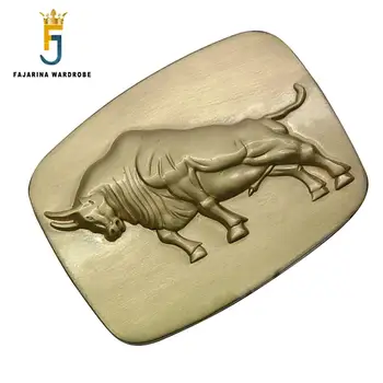 

FAJARINA Men's Design 3D Cattle Animal Pattern Slide Styles Buckles Solid Brass Belt Buckle Only for 3.6-3.9cm Wide Belts BCK004