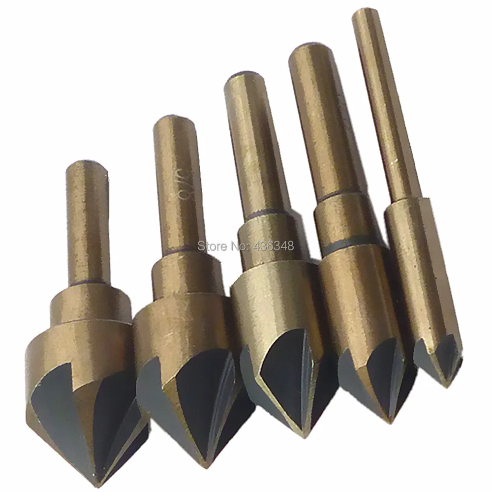 

5pcs Hss Drill Bit 5 Flute Countersink Drill Bits Woodworking Chamfer Cutter Counter Sink Wood Plastic Aluminium Hole Drilling