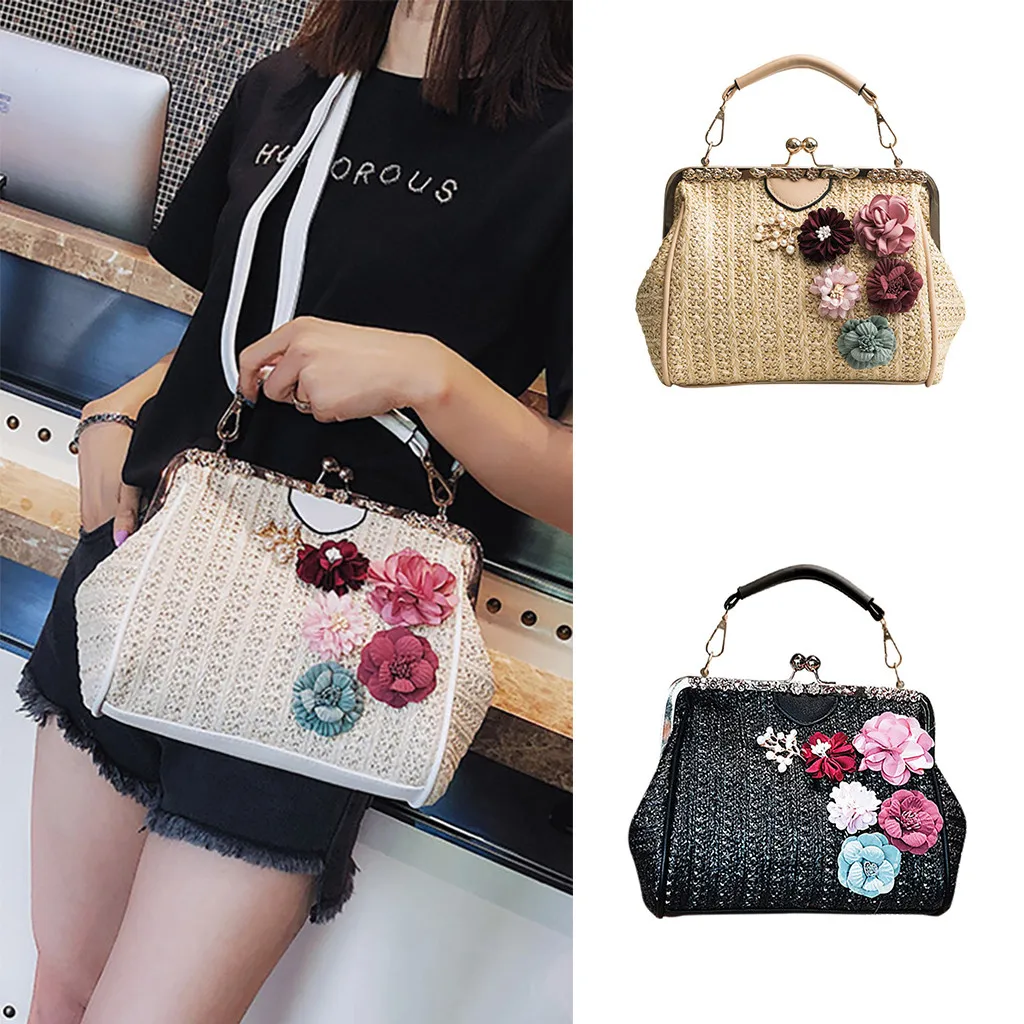 

2019 Women Elegant Fashion Summer Beach Wild Chain Messenger Shoulder Bag Solid Weaving Bag Bolsa Feminina De Ombro Vintage 50