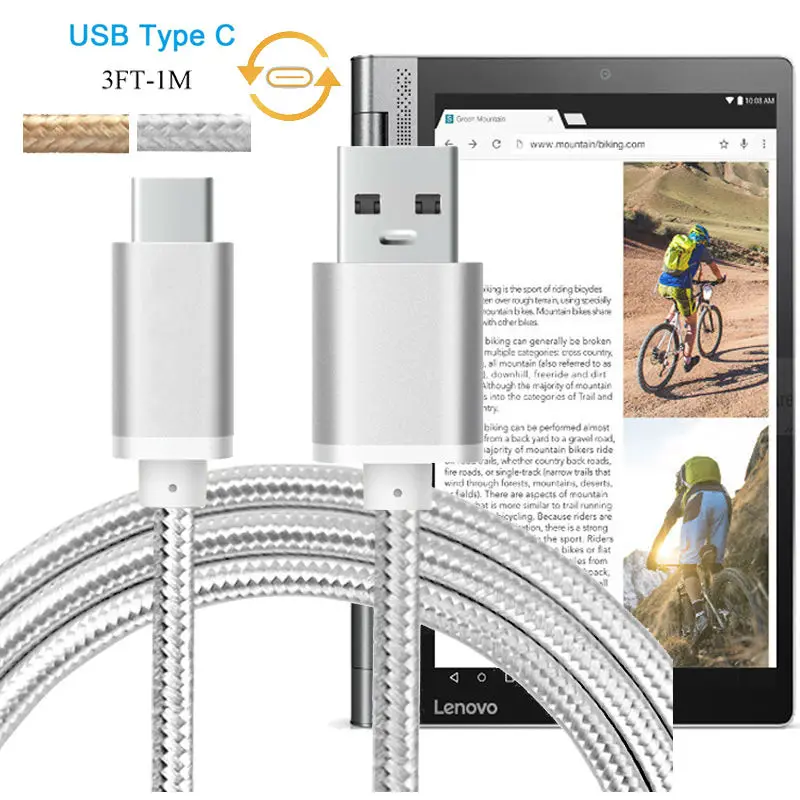 Алюминиевый нейлоновый usb-кабель для быстрой синхронизации данных и Lenovo Yoga Tab 3 Plus