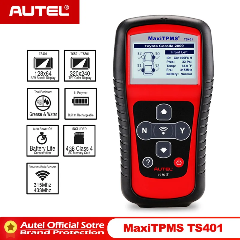 

Autel MaxiTPMS TS401 Tire Pressure Monitoring System OBD2 TPMS Diagnostic Scanner Tool Activate 315 433MHZ Sensor Programming
