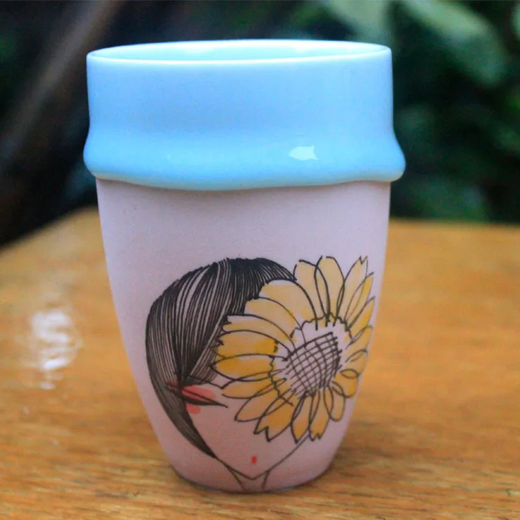 Čína hliněný pohár jingdezhen keramický pochybné milovníky kávy šálek roztomilý kreslený pohár čajové šálky a hrnky doprava zdarma