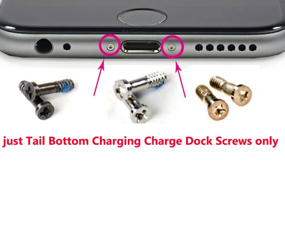

10PCS only Tail Bottom Charging Charge Dock Screws for iPhone X 8 Plus 7 Plus 6 6s Plus 5c 5s 5 4 4s Screw Housings Accessory