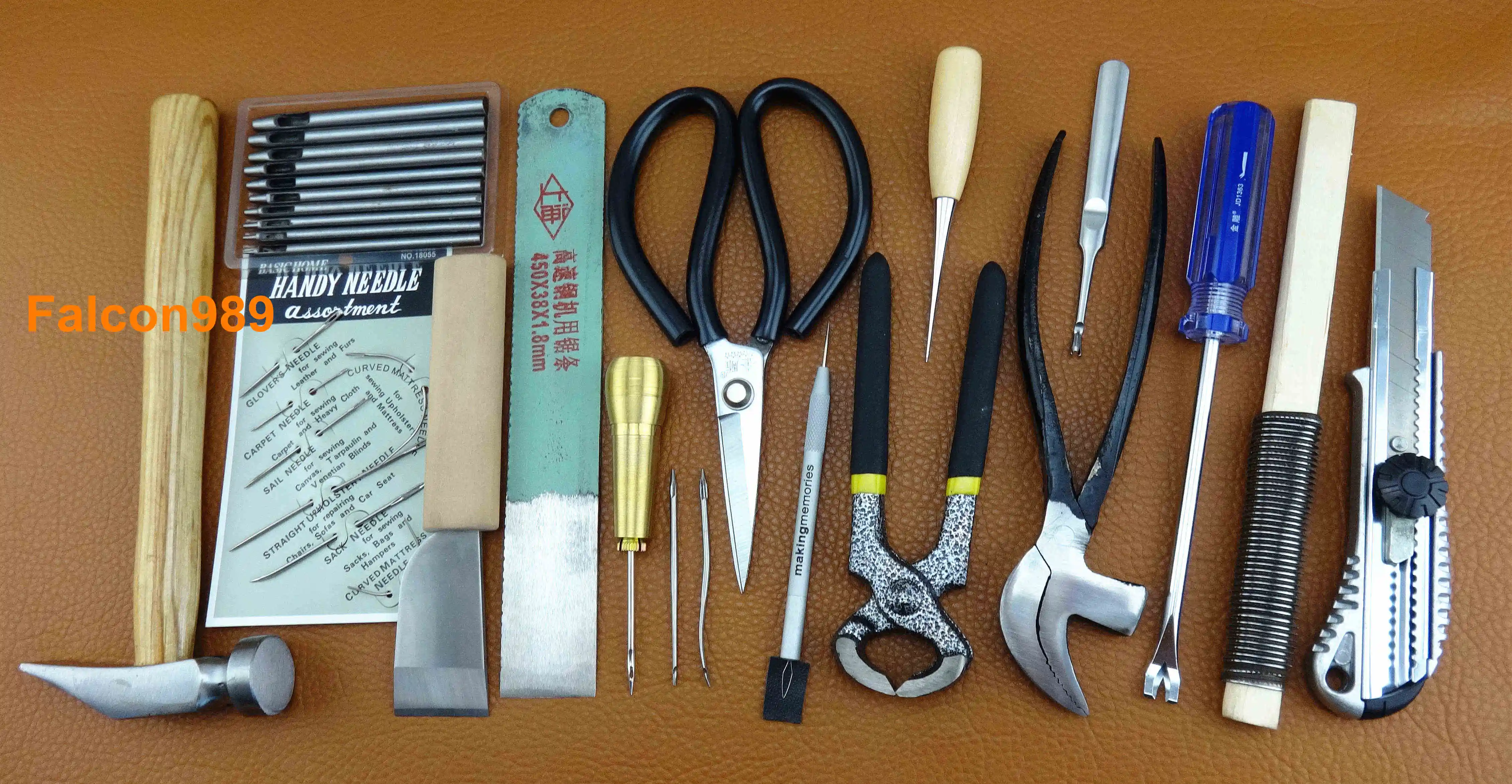 8PCS SET Professional Shoe Repair Tools Kit Awl Pliers Hammer Scissor Punch  Cutter Rasp Tool