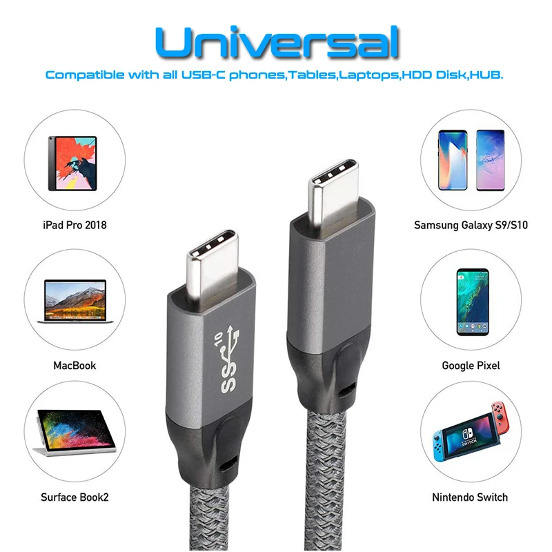 Кабель STOD USB 3,1 Gen 2 type C к USB C PD 100 Вт Быстрая зарядка 5A супер данные для Macbook huawei samsung Mi hp USB-C шнур зарядного устройства