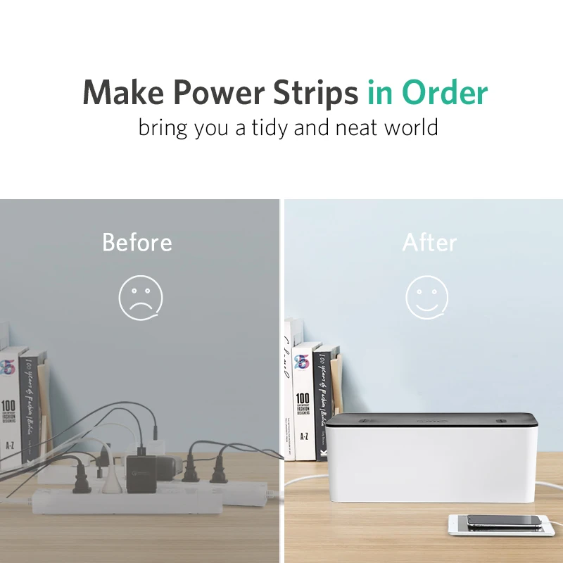 Tanie Ugreen domu elektroniczne akcesoria organizer do kabli pudełko do listwy zasilającej pamięci masowej USB kabel ładowarki zarządzania o dużej pojemności pudełko