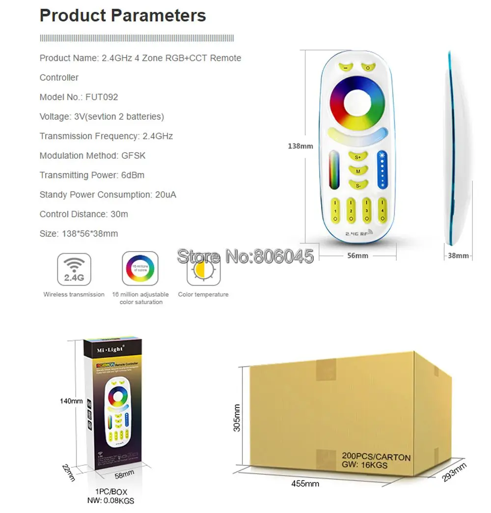 Remoto sem Fio Rgb + Cct Milight Pode Escurecido Lâmpada Led 4 w Gu10 2700-6500 k Smart Wifi Spotlight Fut103 2.4g rf Controle Ser 21 Lâmpadas LED e tubos