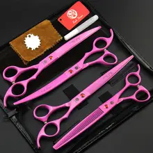 8,0 дюймов фиолетовый дракон Профессиональные Парикмахерские ножницы для стрижки волос филировочные ножницы для домашних животных 440C розовый цвет