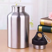 1 Набор, защитная сумка, крюк, Спортивная бутылка для воды с 2л, нержавеющая сталь, широкий рот, бутылка для питьевой воды, Открытый чайник для путешествий
