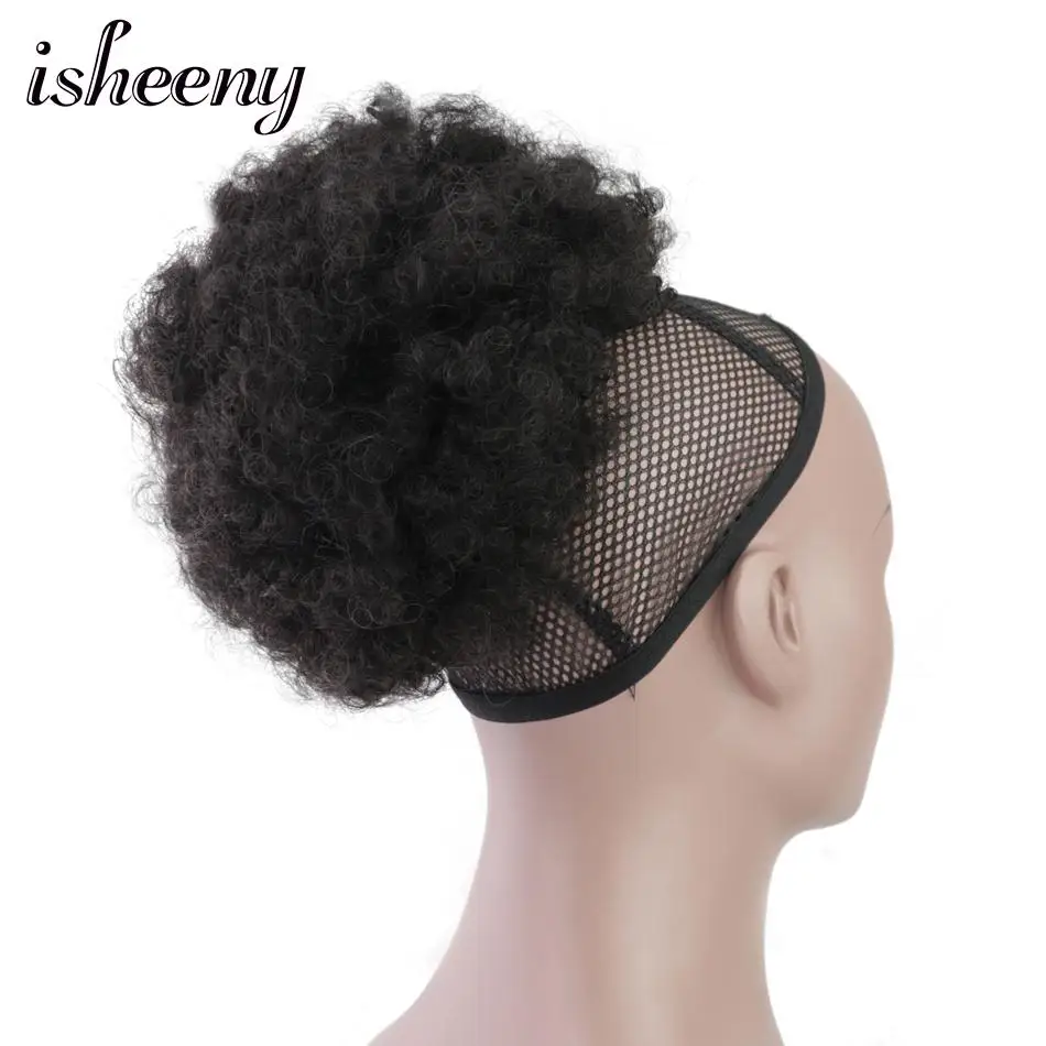 

Isheeny 6" 8" High Puff Afro Curly Ponytail Drawstring Short Clip In Natural Color No-Remy Afro Kinky Pony Tail Hair Pieces