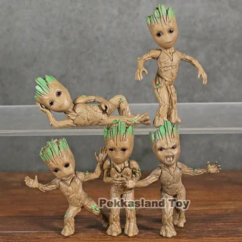 

5pcs/set Mini Cute Baby Tree Man Marvel Movie Guardians Of The Galaxy 2 Dancing Model Action Toy Figure Car Ornaments