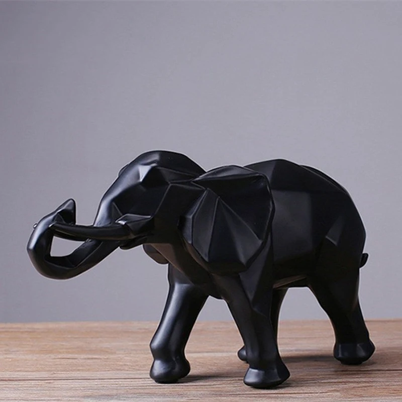 

Fashion Abstract Black Elephant Statue Resin Ornaments Home Decoration Accessories Gift Geometric Elephant Sculpture Crafts room