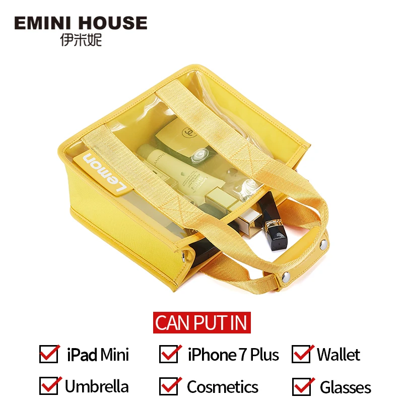 Прозрачная Сумка тоут EMINI HOUSE из ПВХ саквояж на плечо с фруктовыми буквами