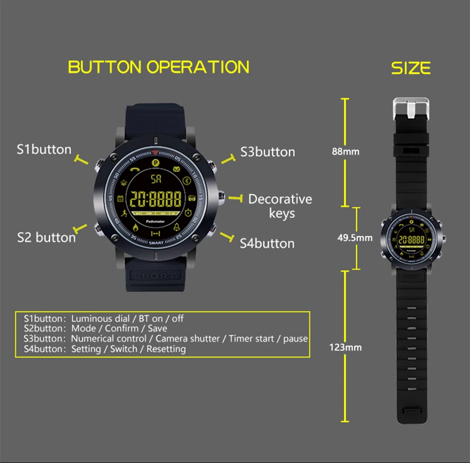 TORNTISC 2018 EX19 smart watch 5ATM swim waterproof Call SMS Alert Pedometer stopwatch fitness tracker sport Smartwatch for IOS Android Phone (14)