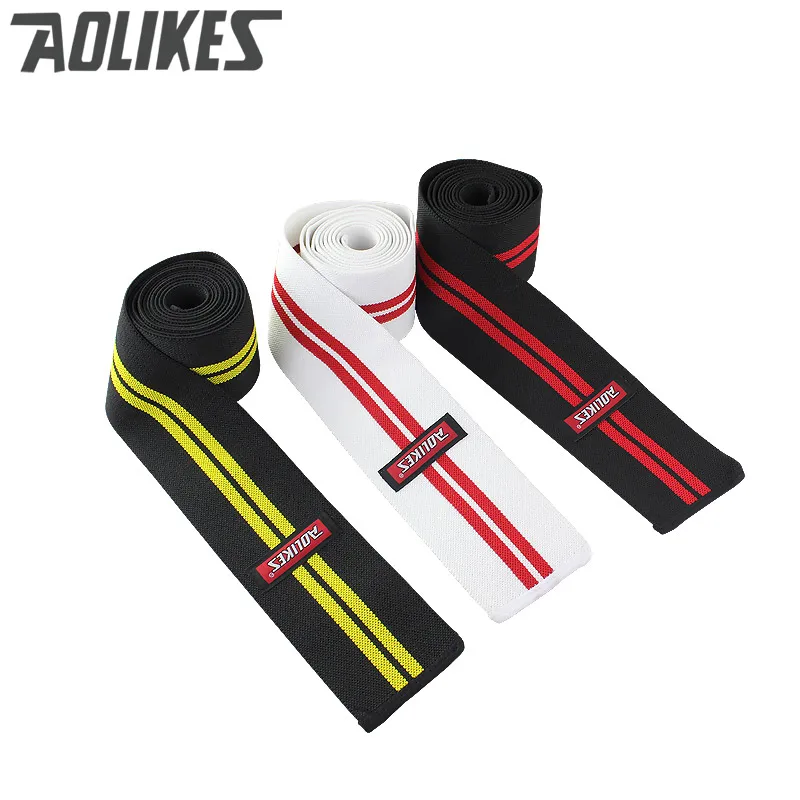 AOLIKES 1pcs 200*8CM Knee Wraps Men's Fitness Weight Lifting Sports Knee Bandages Squats Training Equipment Accessories for Gym AOLIKES 1pcs 200*8CM Knee Wraps Men's Fitness Weight Lifting Sports Knee Bandages Squats Training Equipment Accessories for Gym