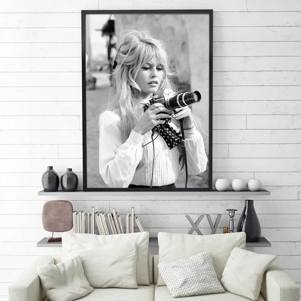 Brigitte-Bardot-French-Fashion-Poster-Canvas-Art-Prints-Black-and-White-Model-Photo-Vintage-Picture-Art