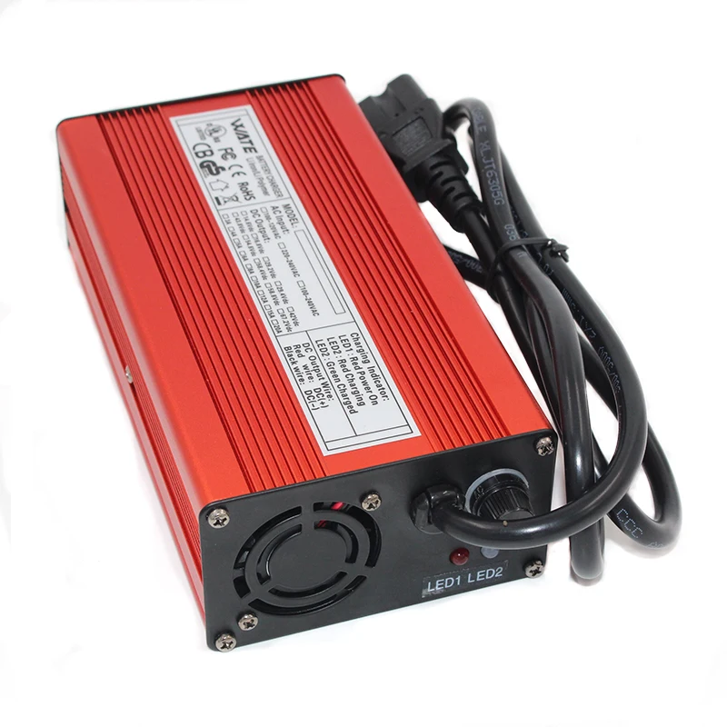 Carregador de Bateria Escudo de Alumínio com Ventilador Carregador Inteligente 4s Lifepo4 10a Bateria 12 Vermelho 14.6 v 14.4 - Image 4