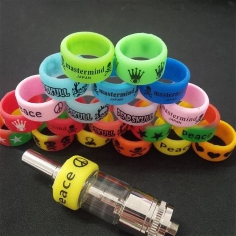 

Hot 5PCS Punk Rock Silicone Rings Sports Band Rubber Flat Vape Accessory New Fashion FQ-ing