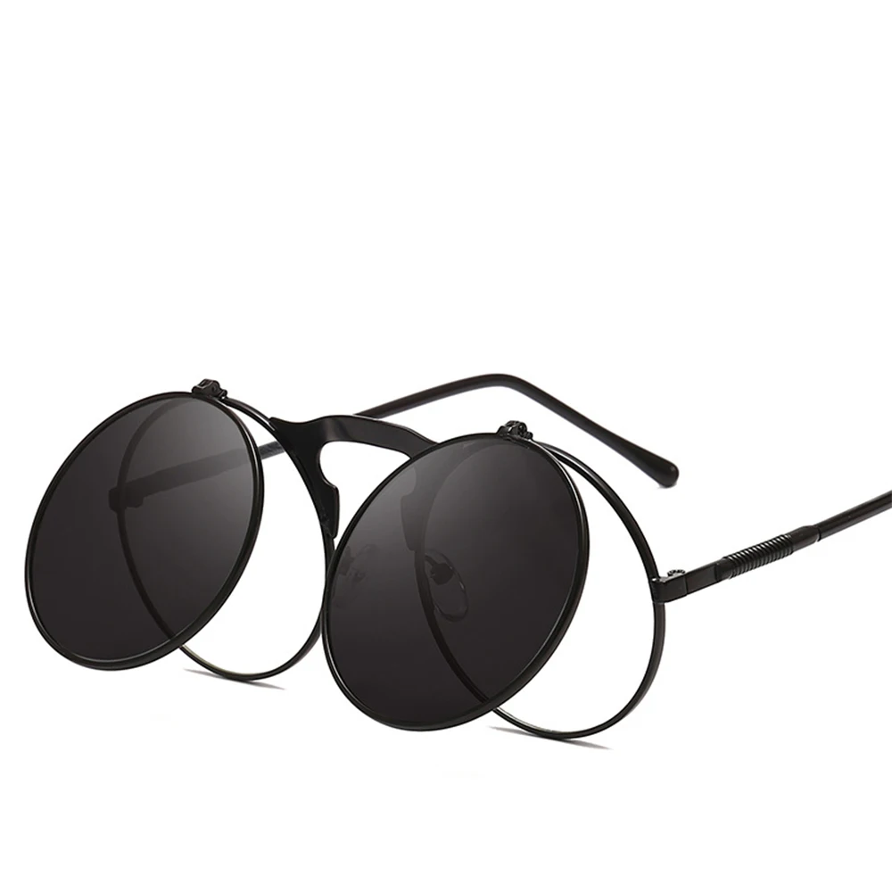 

Flip Up Steampunk Sunglasses Men Round Vintage Mens Sunglass Brand Designer Fashion Glasses UV400 sun glasses women sunglasses