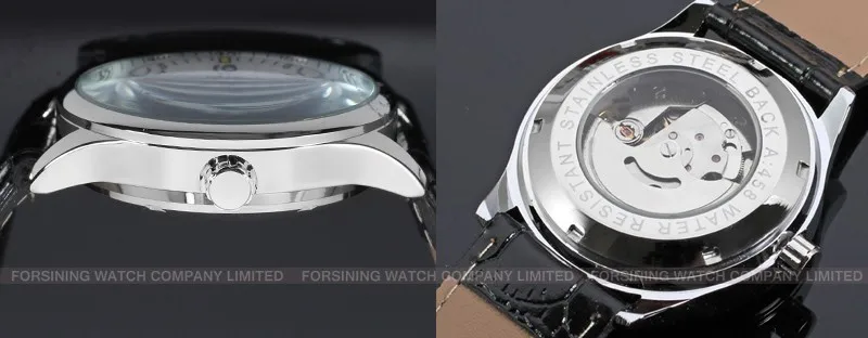 WRG8024M3S2 Winner новые автоматические мужские часы черного цвета Заводская компания черный кожаный ремешок с подарочной коробкой