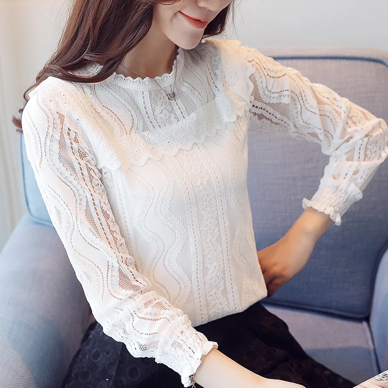 Debowa Lace Shirt Women Tops 2018 Spring New Women Blouses Full Sleeve ...