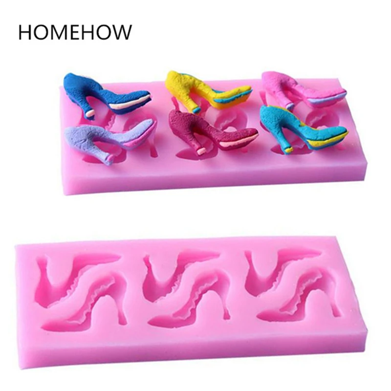 1PC/Lot 6 Lattice High Heel Shoe Silicone Fondant Mold Decorative