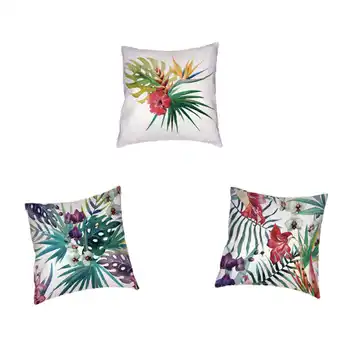 

Tropical Coastal Plant Flower Pattern Cushion Cover Palm Leaf Chrysanthemum Peach Skin Material Home Sofa Decoration Pillowcase