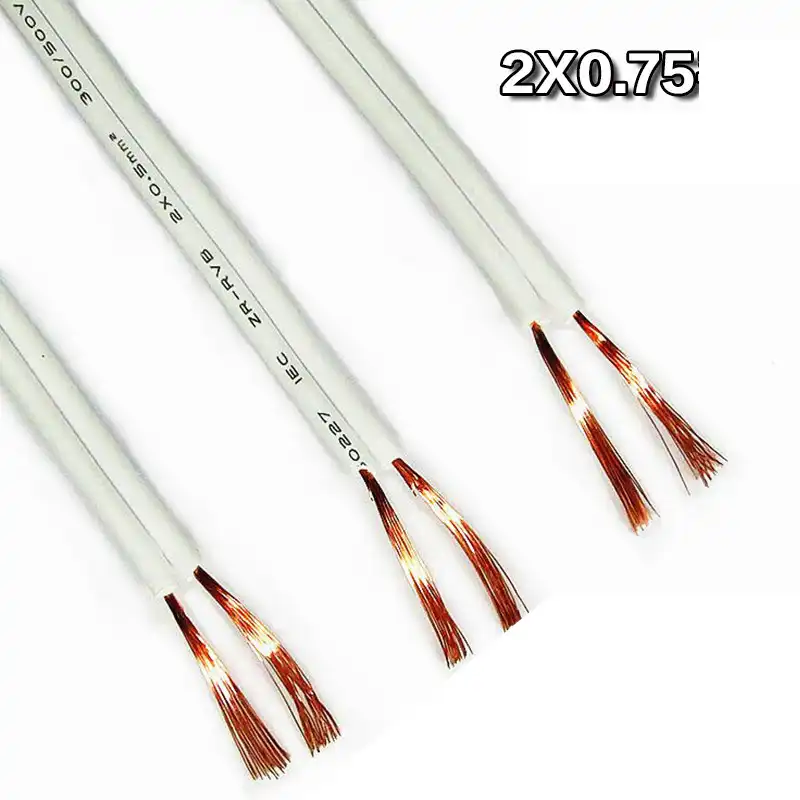 10m power cord / 2 core / flat sheathed cable 2X0.75 mm2 square / pure copper wire Pins Copper