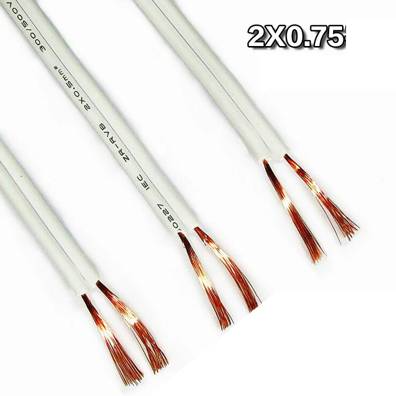 Cable eléctrico doméstico 0,75 suave blanco doble línea de cobre