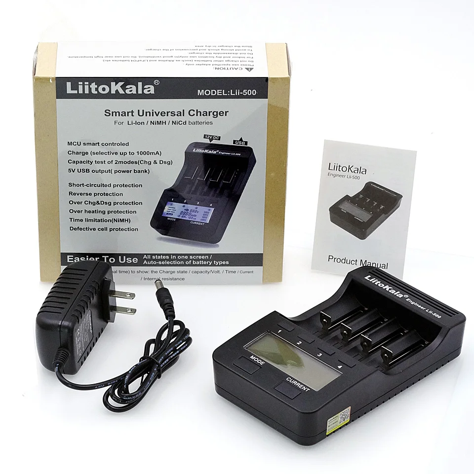 Liitokala lii500 умный Универсальный lcd Li-Ion NiMh AA AAA 10440 14500 16340 17335 17500 18490 17670 18650 зарядное устройство