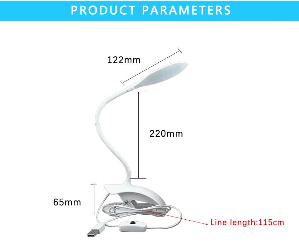 5V USB LED Table Lamp Children Eye Protection Study Reading Night Light With Clip (3)