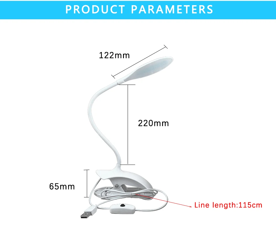 5 в USB светодиодный настольный светильник для детей с защитой глаз, ночной Светильник для чтения с зажимом, гибкий шланг, светодиодный Настольный светильник