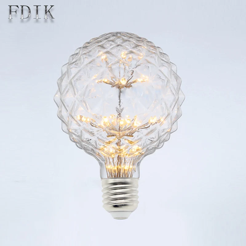 

Christmas E27 LED Bulb Copper Wire Bulb light Festival Decorative Light LED StarrySky Lamp Trianglebottle Pineapple Peachheart