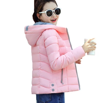 

Warm Winter Jackets Women Fashion Down Cotton Parkas Casual Hooded Short Coat Thick Zipper Slim Plus Size Female Outerwear AA319