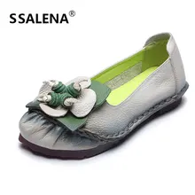 Женские туфли на плоской подошве с аппликацией в национальном стиле, женские слипоны на мягкой плоской подошве, повседневные удобные лоферы с круглым носком, AA11661