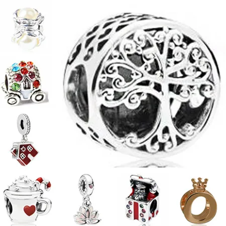

Punk Style Small Enamel European Beads Pug Dog Leaf Tree Simulated Pearl Beads Charms Fit Pandora Bracelets for Women Handmade